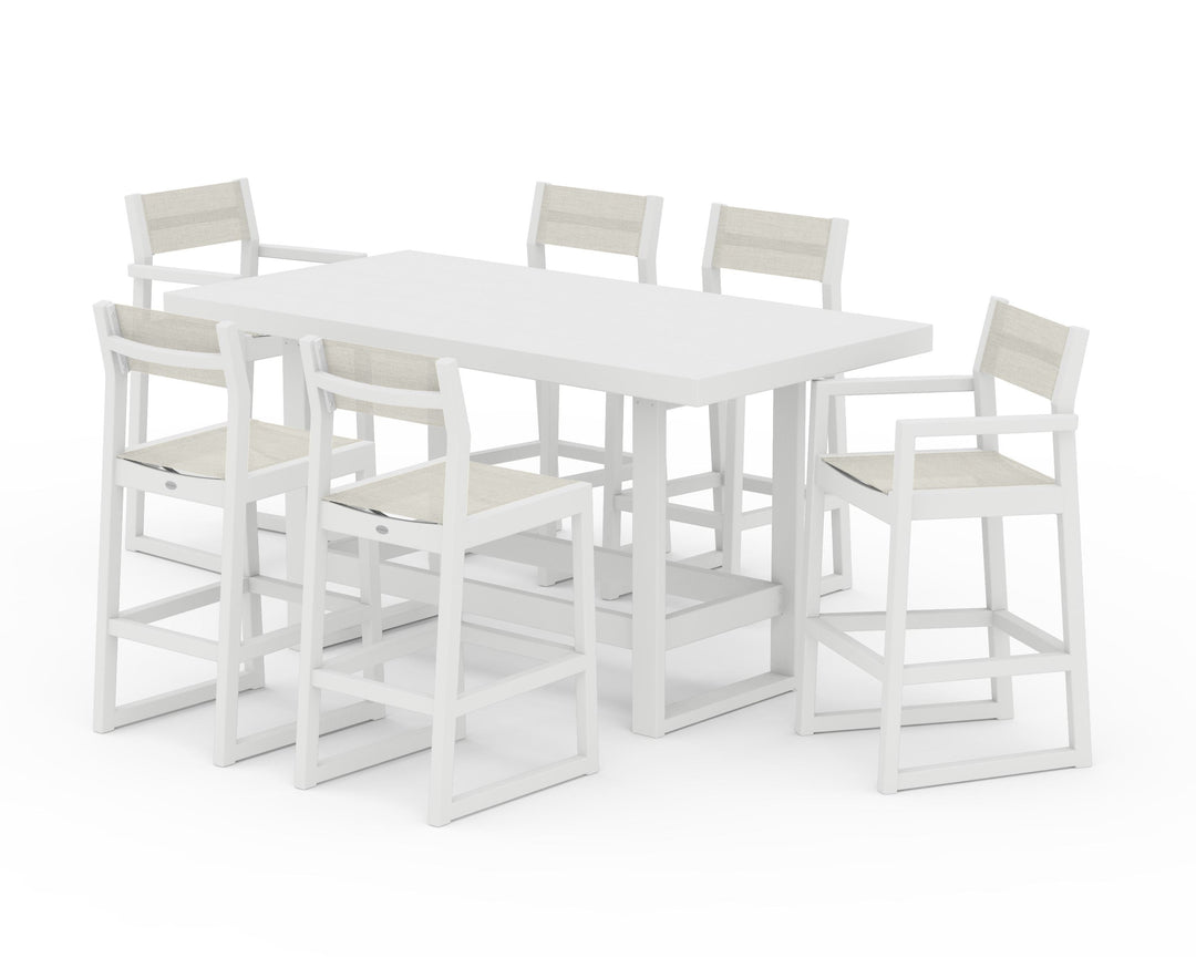 POLYWOOD® EDGE Sling 7-Piece Bar Table Set