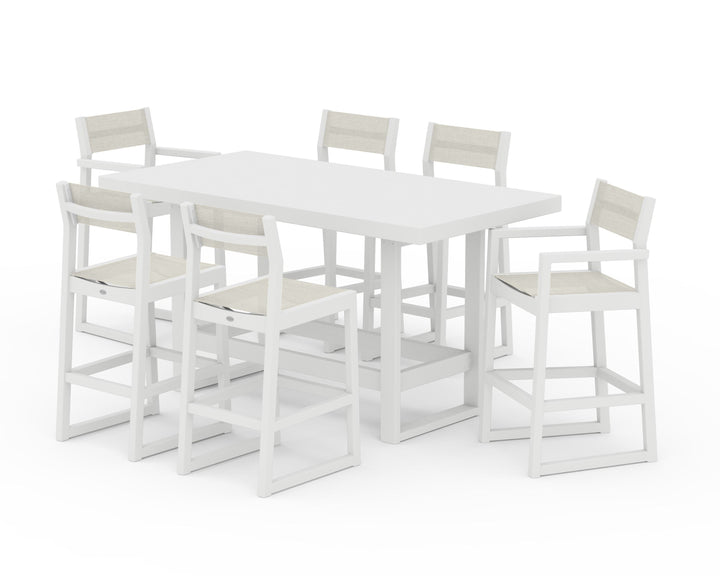 POLYWOOD® EDGE Sling 7-Piece Bar Table Set
