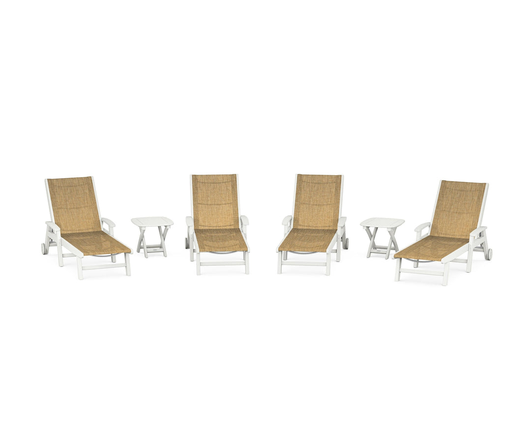 POLYWOOD® Coastal Chaise 6-Piece Set with Wheels
