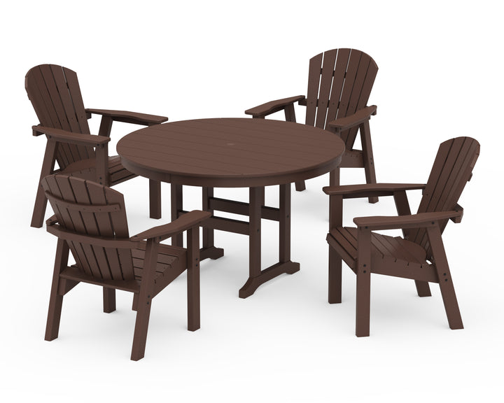 POLYWOOD® Seashell 5-Piece Round Farmhouse Dining Set