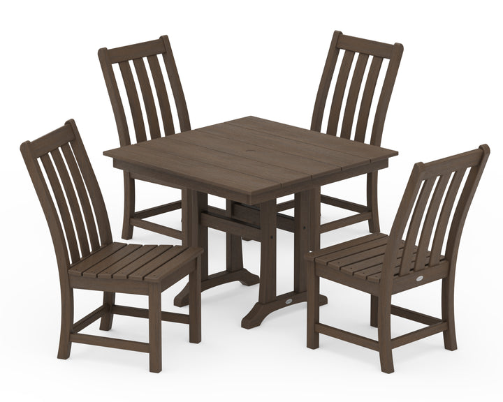 POLYWOOD® Vineyard 5-Piece Farmhouse Trestle Side Chair Dining Set