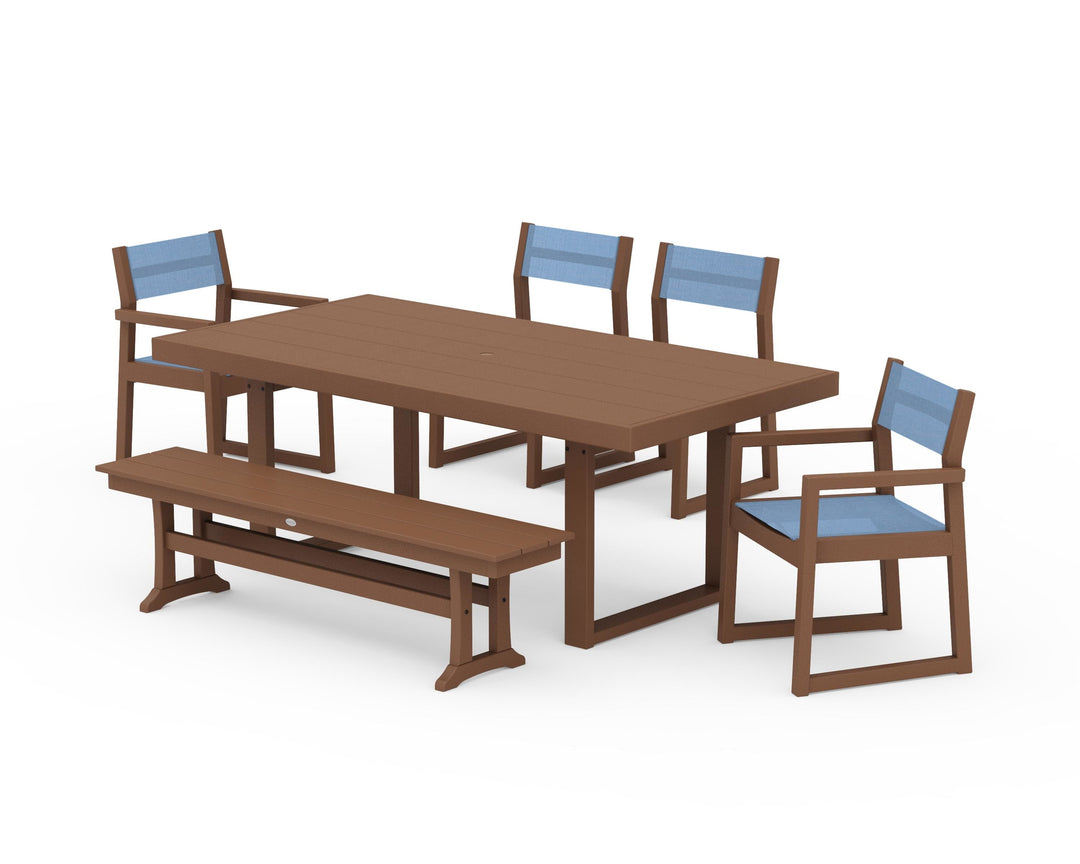 POLYWOOD® EDGE Sling 6-Piece Dining Set with Bench