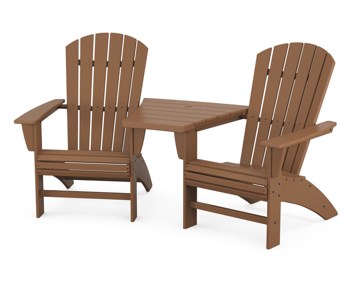 POLYWOOD® Nautical 3-Piece Curveback Adirondack Set with Angled Connecting Table