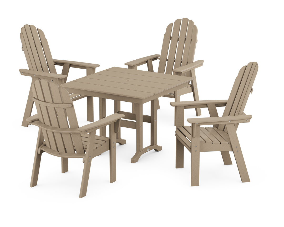 POLYWOOD® Vineyard Curveback Adirondack 5-Piece Farmhouse Dining Set