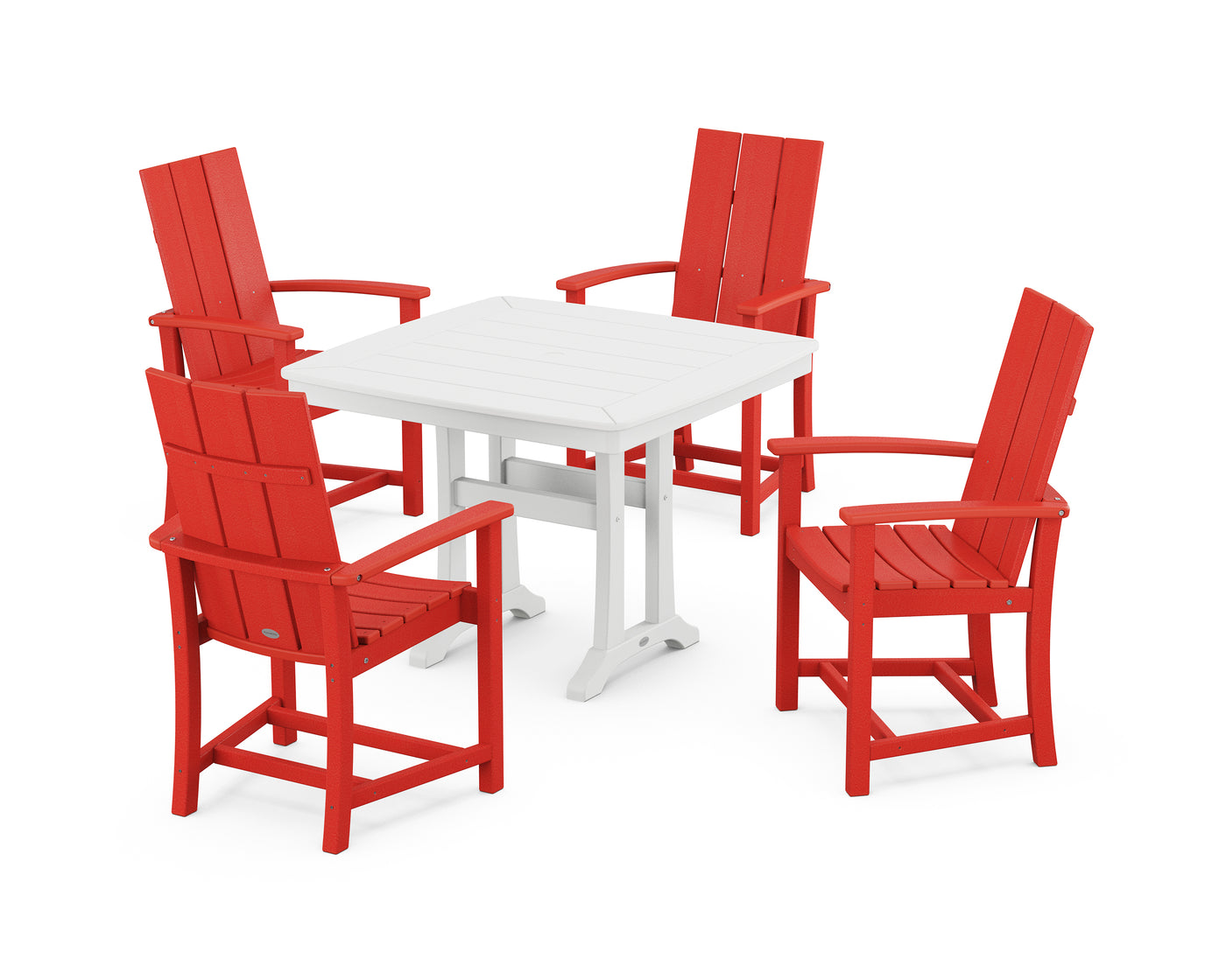 Modern Adirondack 5-Piece Dining Set with Trestle Legs