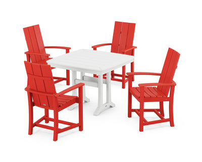 Modern Adirondack 5-Piece Dining Set with Trestle Legs