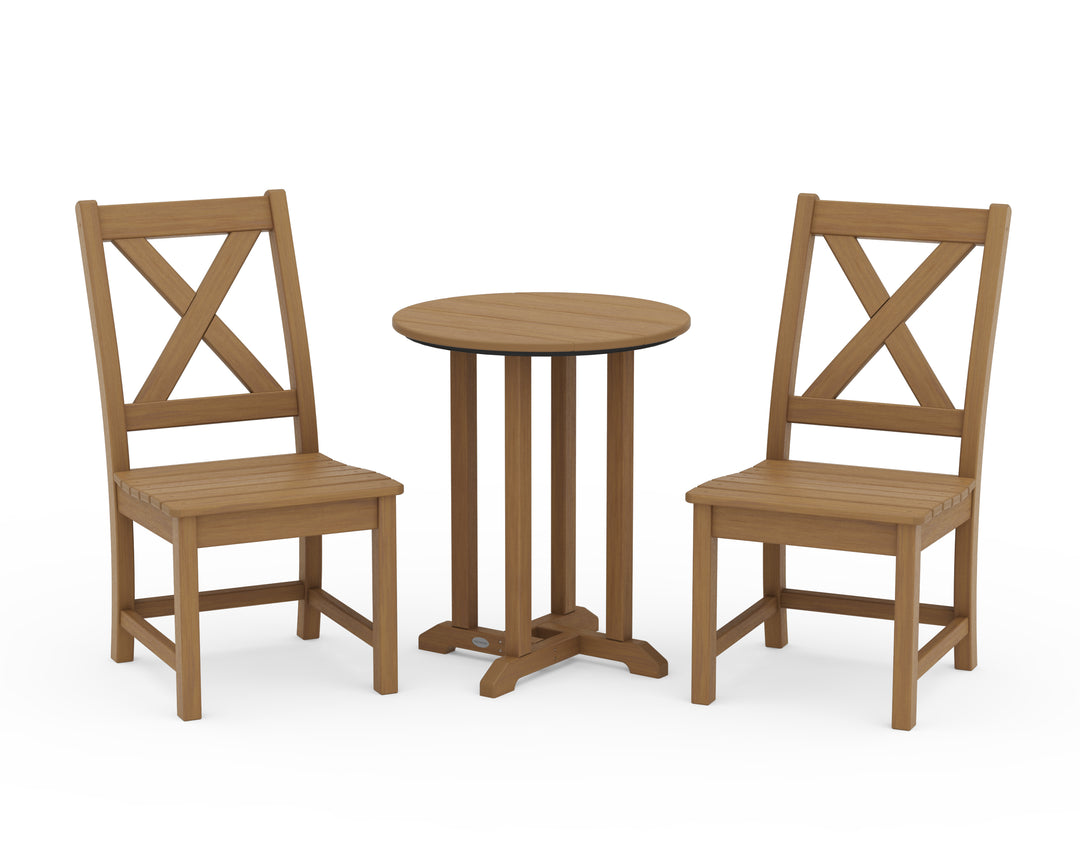 POLYWOOD® Braxton Side Chair 3-Piece Round Bistro Dining Set