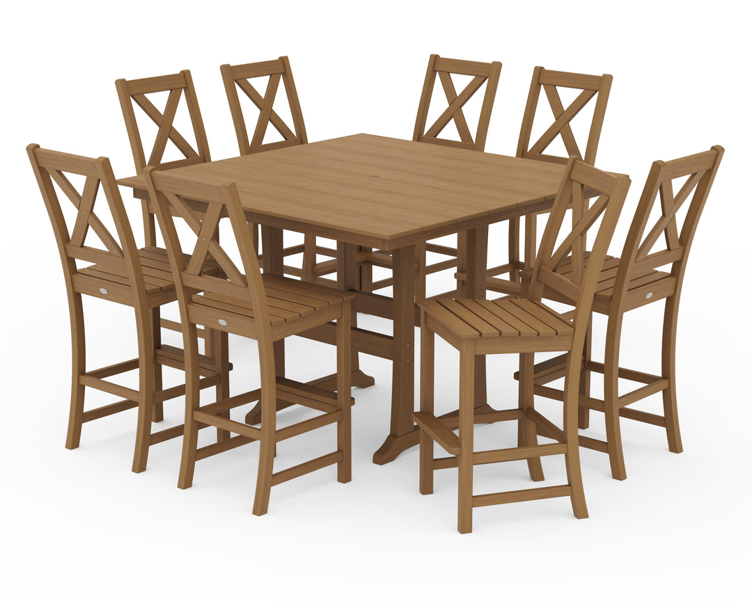 POLYWOOD® Braxton 9-Piece Farmhouse Trestle Bar Set