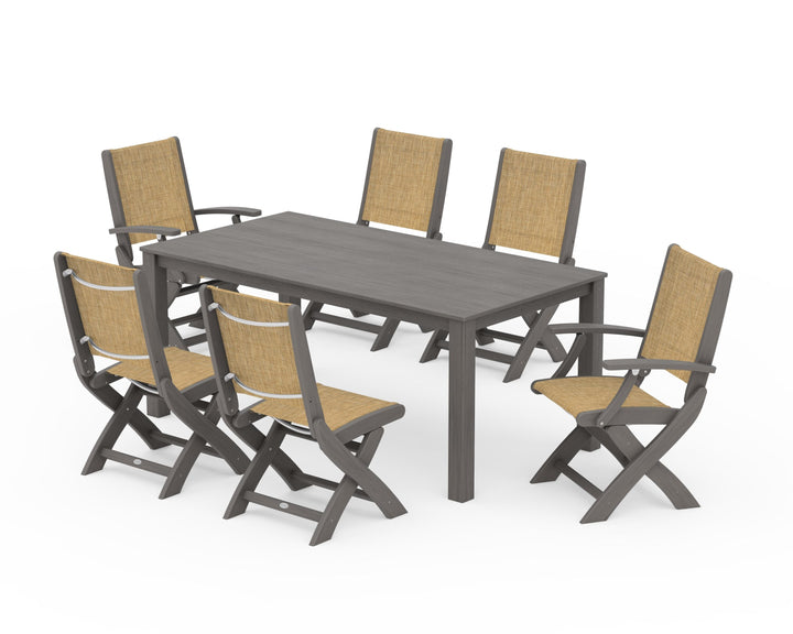 POLYWOOD® Coastal Folding Chair 7-Piece Parsons Dining Set