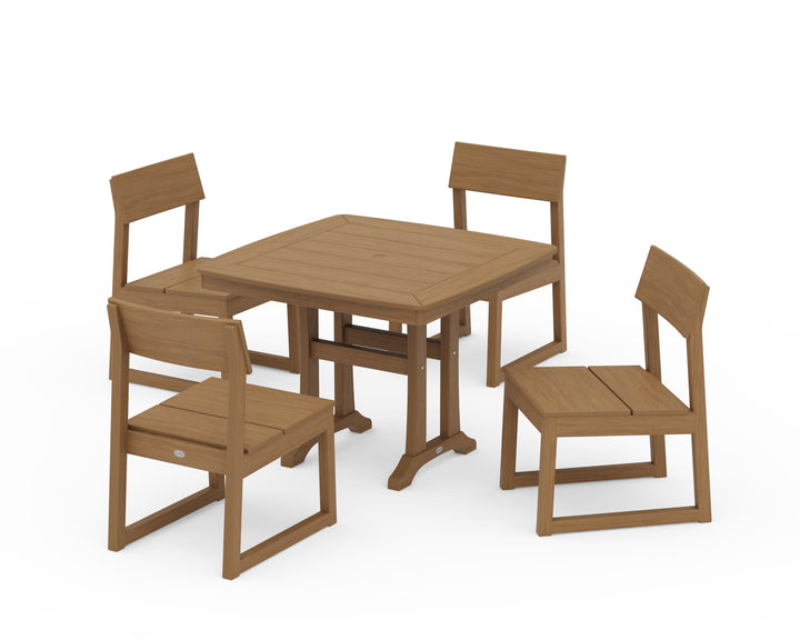 POLYWOOD® EDGE Side Chair 5-Piece Dining Set with Trestle Legs
