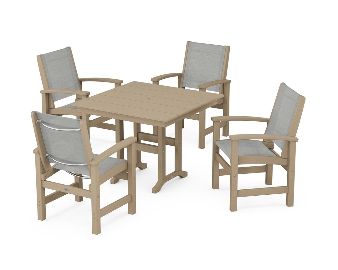 POLYWOOD® Coastal 5-Piece Farmhouse Dining Set