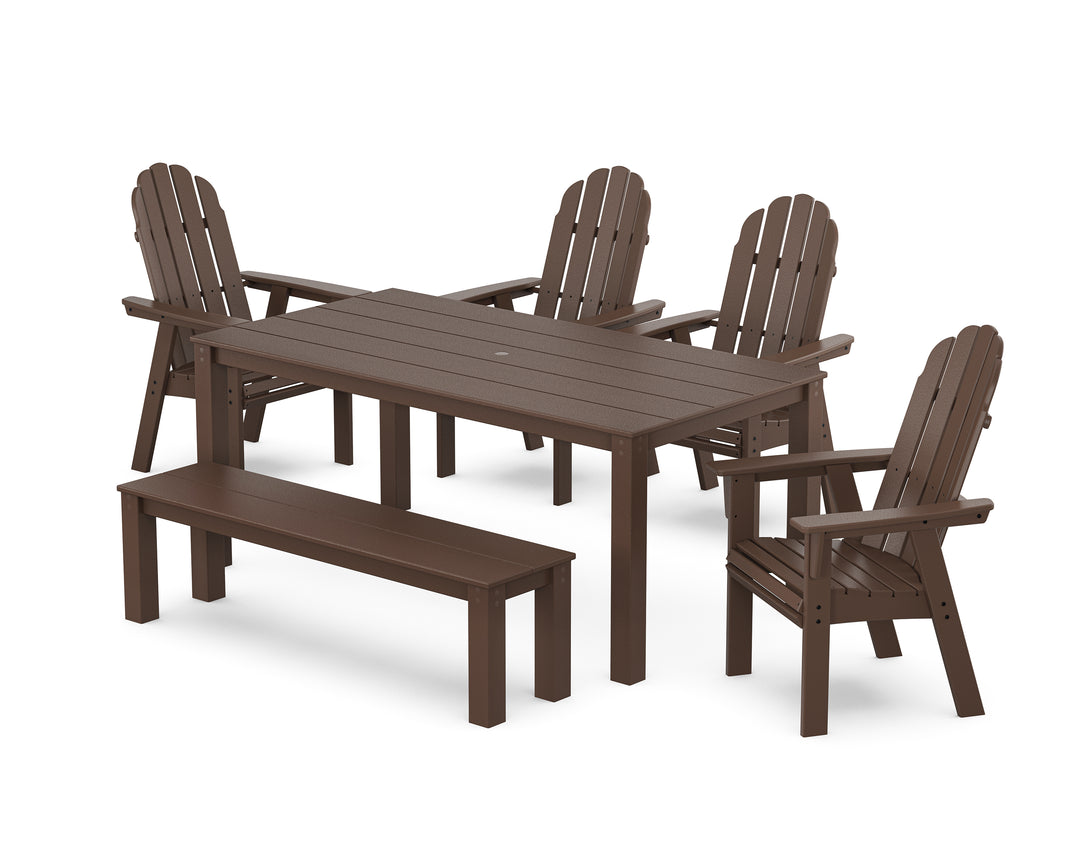 POLYWOOD® Vineyard Curveback Adirondack 6-Piece Parsons Dining Set with Bench