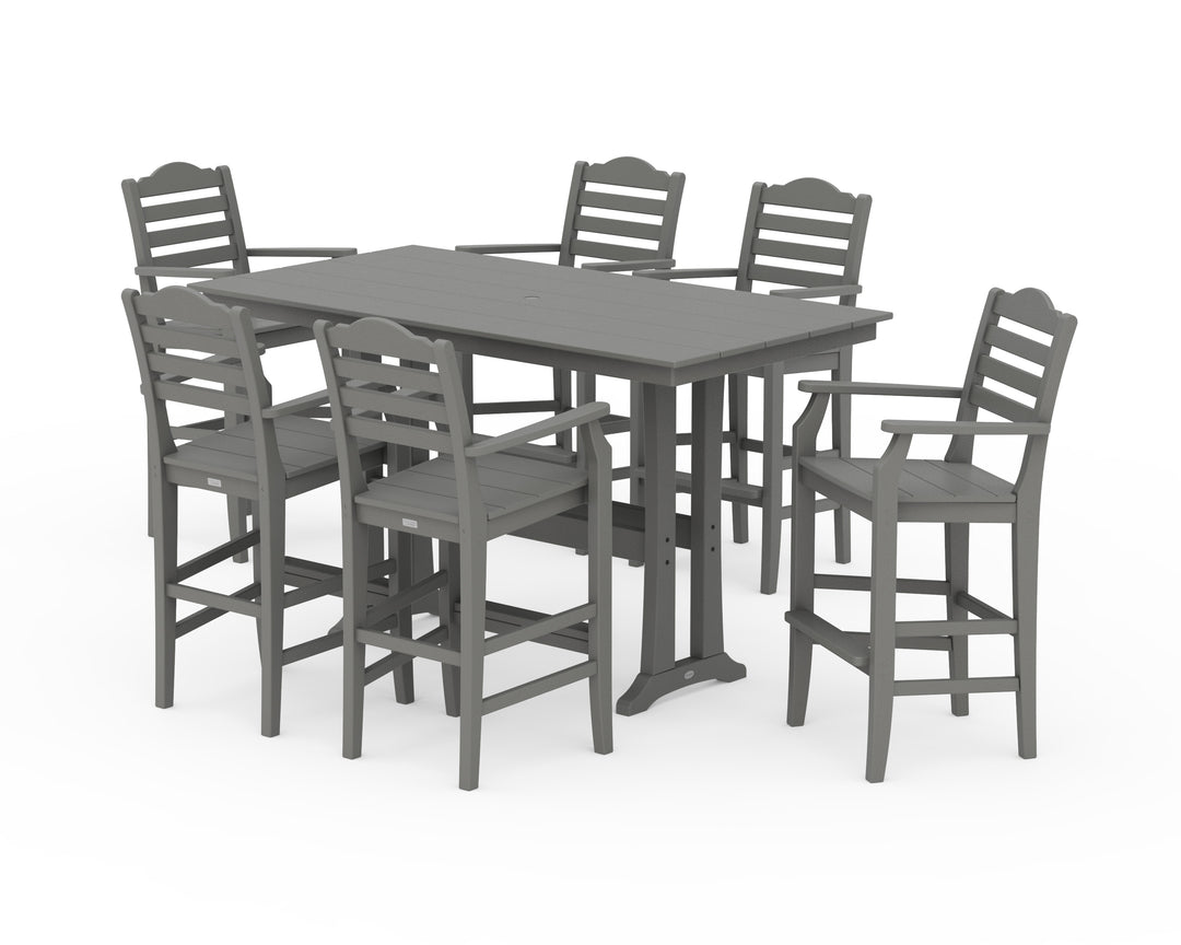 Draper James™ by  POLYWOOD® Savannah Arm Chair 7-Piece Farmhouse Bar Set with Trestle Legs
