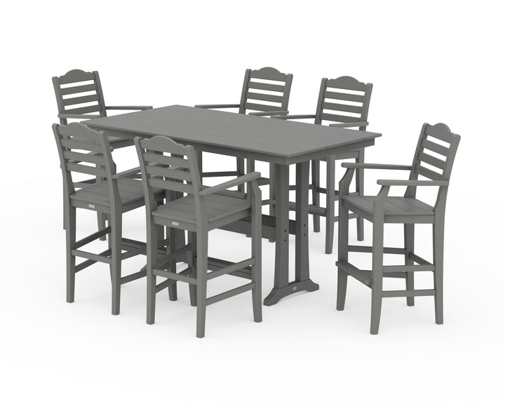 Draper James™ by  POLYWOOD® Savannah Arm Chair 7-Piece Farmhouse Bar Set with Trestle Legs