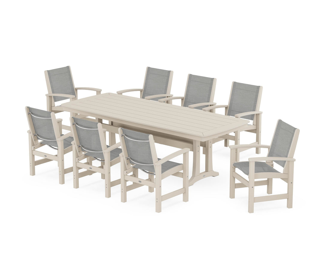 POLYWOOD® Coastal 9-Piece Dining Set with Trestle Legs