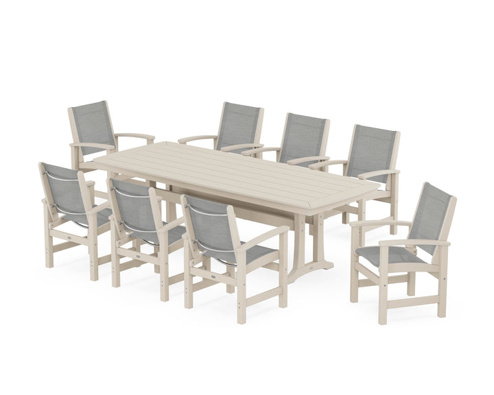 POLYWOOD® Coastal 9-Piece Dining Set with Trestle Legs