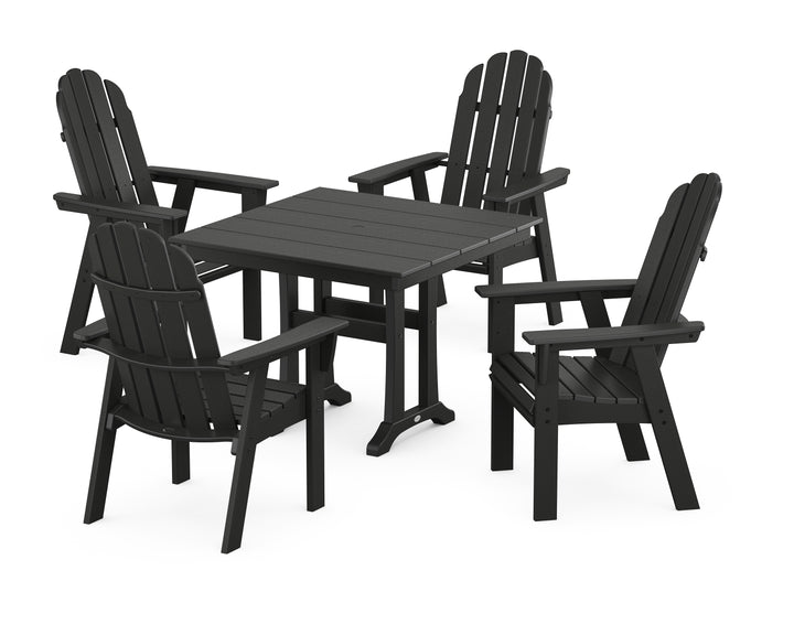 POLYWOOD® Vineyard Adirondack 5-Piece Farmhouse Dining Set With Trestle Legs
