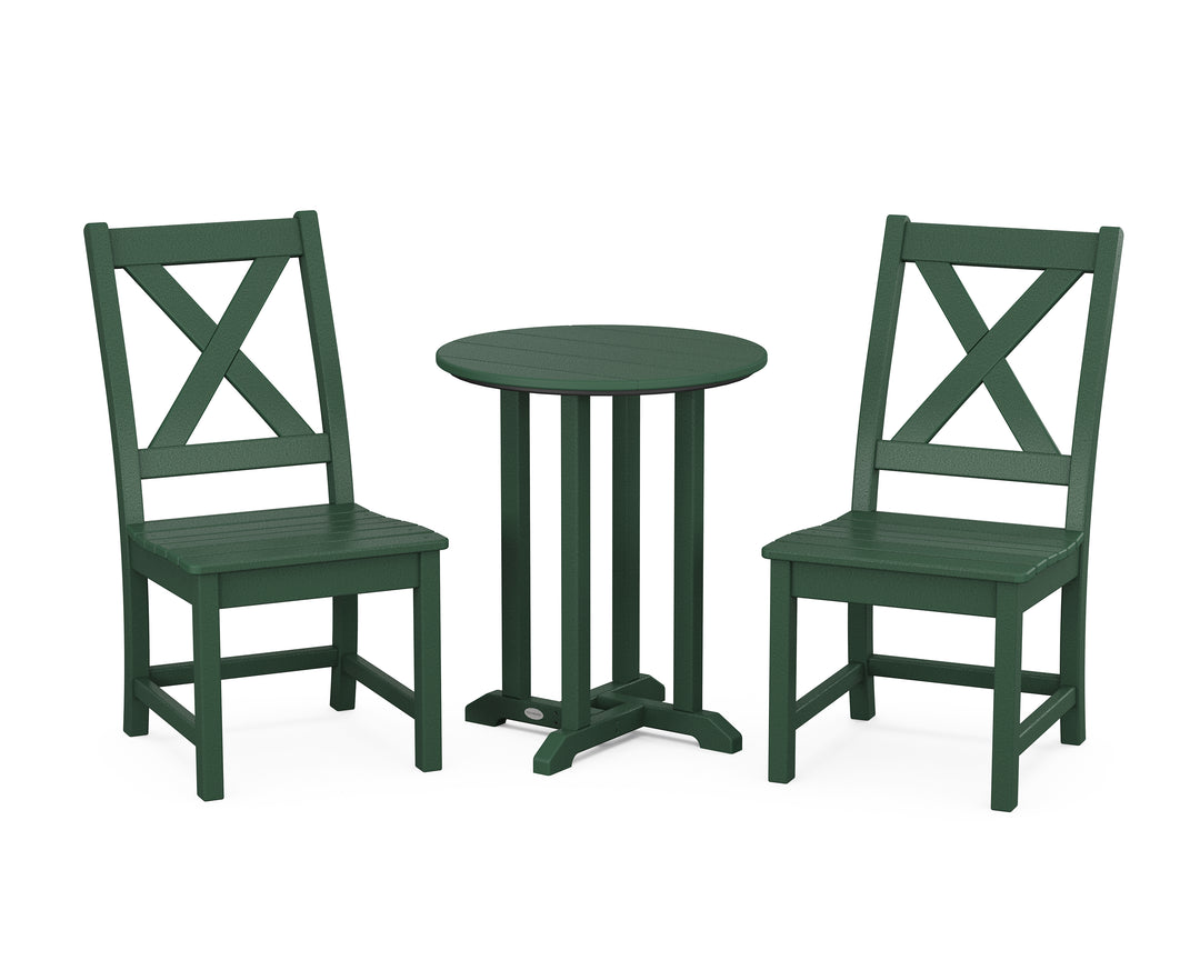 POLYWOOD® Braxton Side Chair 3-Piece Round Bistro Dining Set