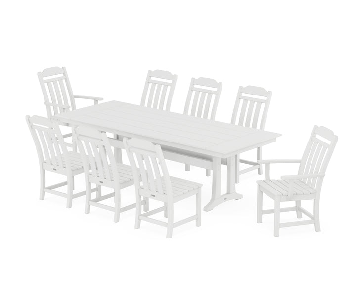 Country Living Cottage 9-Piece Farmhouse Dining Set with Trestle Legs