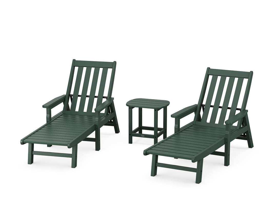 POLYWOOD® Vineyard 3-Piece Chaise with Arms Set