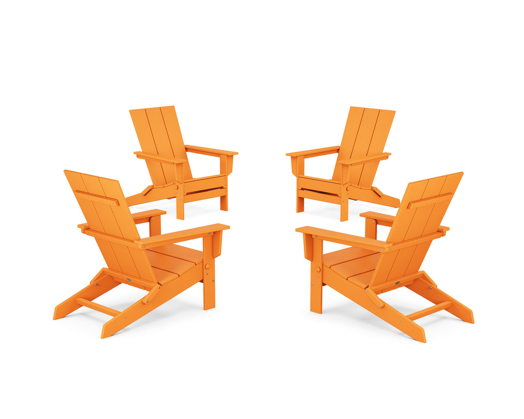 POLYWOOD® 4-Piece Modern Studio Folding Adirondack Chair Conversation Set