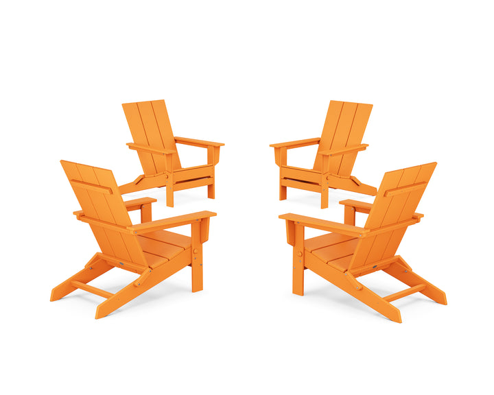POLYWOOD® 4-Piece Modern Studio Folding Adirondack Chair Conversation Set
