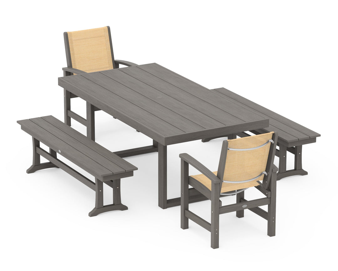 POLYWOOD® Coastal 5-Piece Dining Set with Trestle Legs