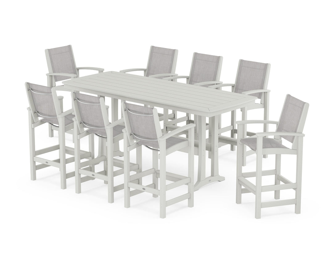 POLYWOOD® Coastal 9-Piece Bar Set with Trestle Legs