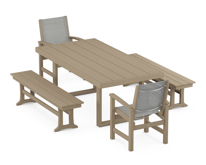 POLYWOOD® Coastal 5-Piece Dining Set with Trestle Legs