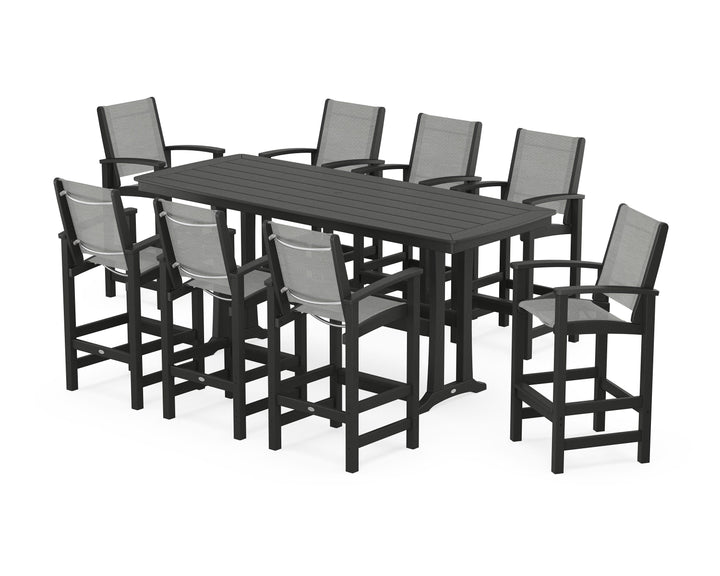 POLYWOOD® Coastal 9-Piece Bar Set with Trestle Legs