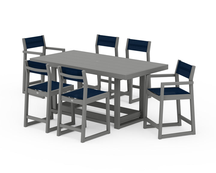 POLYWOOD® EDGE Sling 7-Piece Counter Table Set