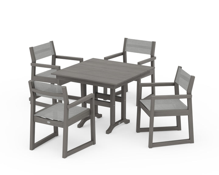 POLYWOOD® EDGE Sling Arm Chair 5-Piece Farmhouse Dining Set