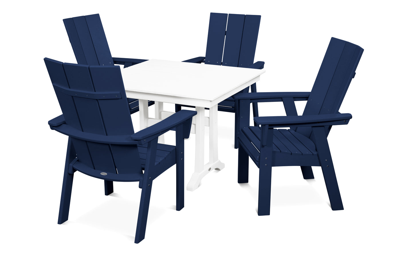 Modern Curveback Adirondack 5-Piece Farmhouse Trestle Dining Set