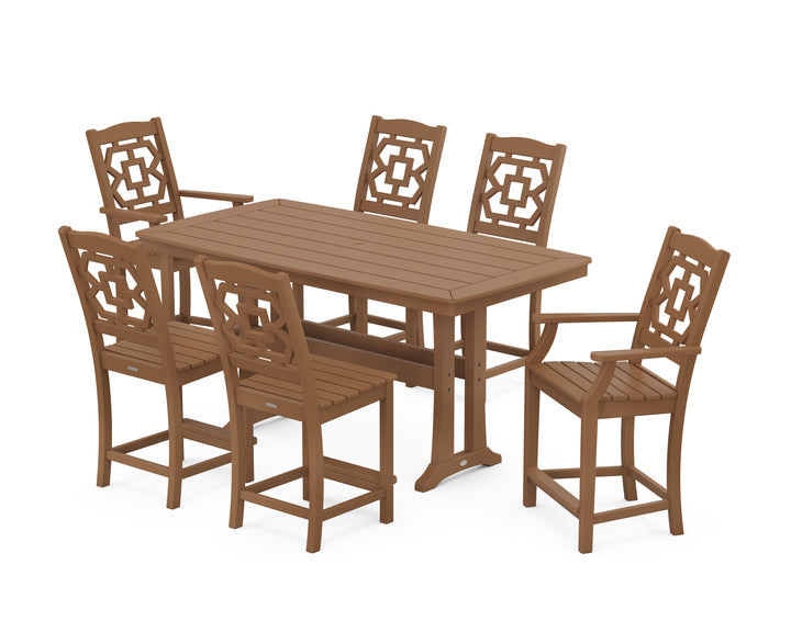 Martha Stewart by POLYWOOD® Chinoiserie 7-Piece Counter Set with Trestle Legs