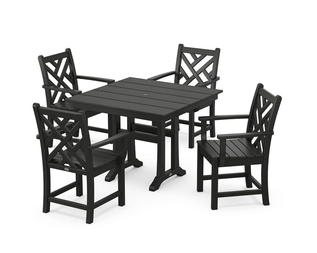 POLYWOOD® Chippendale 5-Piece Farmhouse Trestle Arm Chair Dining Set