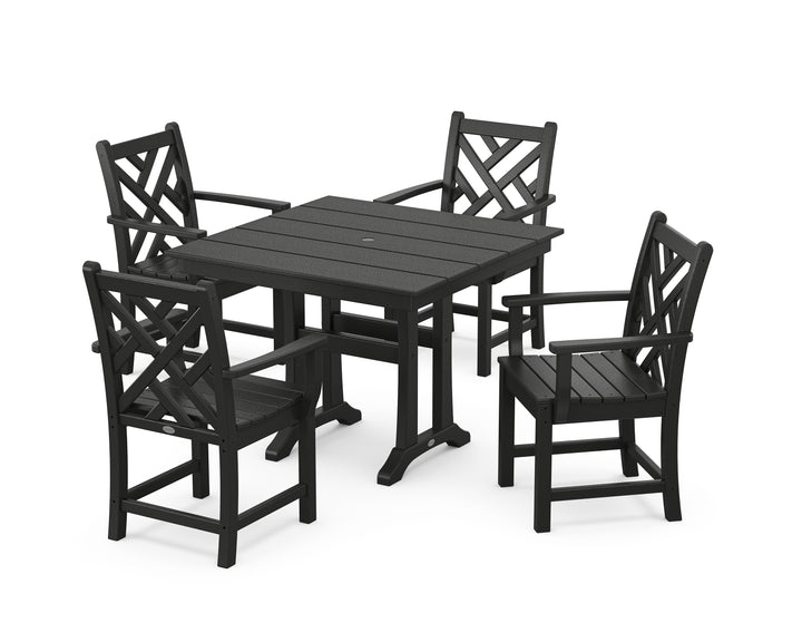 POLYWOOD® Chippendale 5-Piece Farmhouse Trestle Arm Chair Dining Set