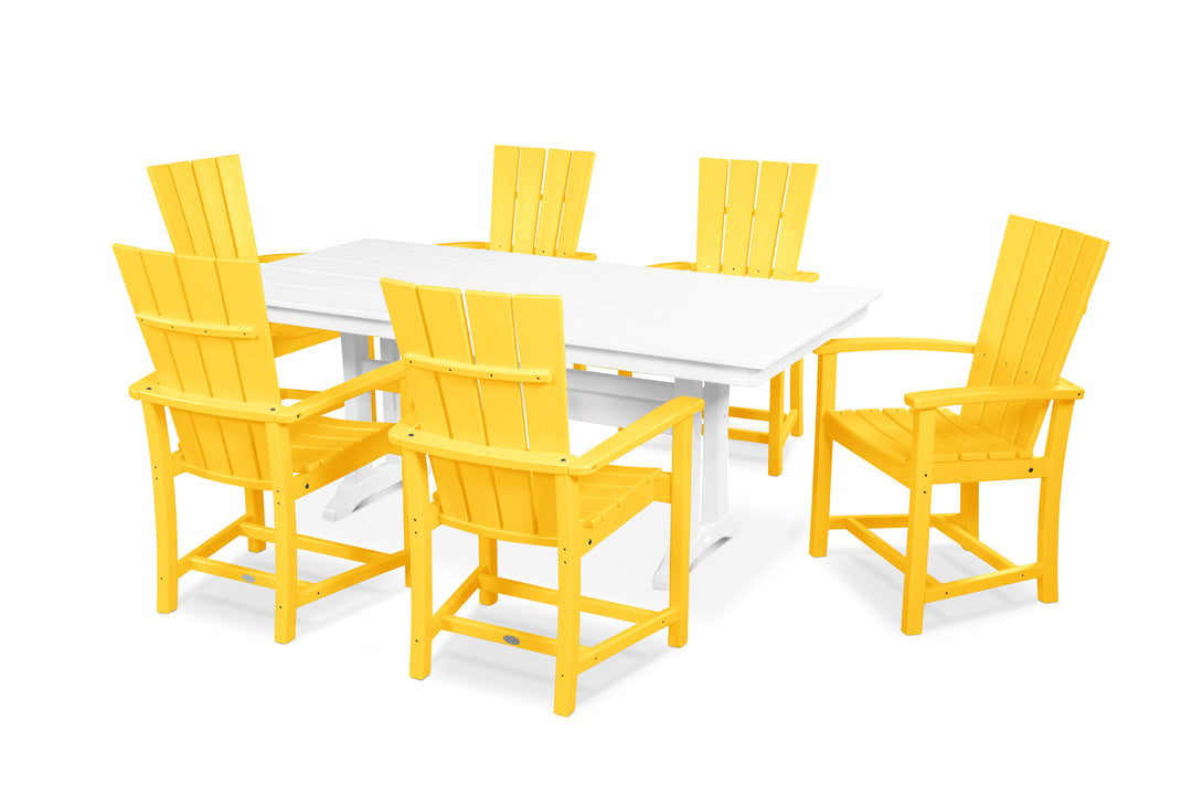POLYWOOD® Quattro 7-Piece Farmhouse Dining Set with Trestle Legs