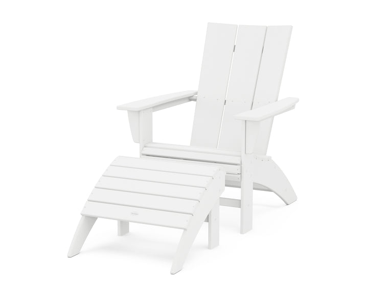 POLYWOOD® Modern Curveback Adirondack Chair 2-Piece Set with Ottoman