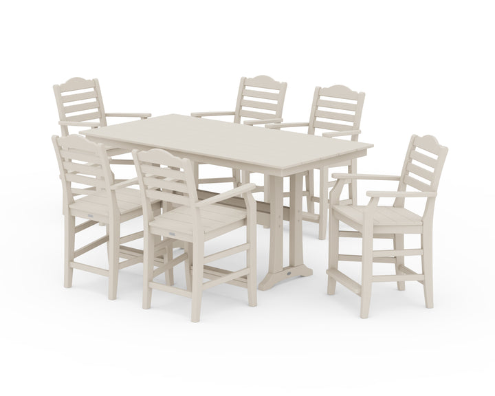 Draper James™ by  POLYWOOD® Savannah Arm Chair 7-Piece Farmhouse Counter Set with Trestle Legs
