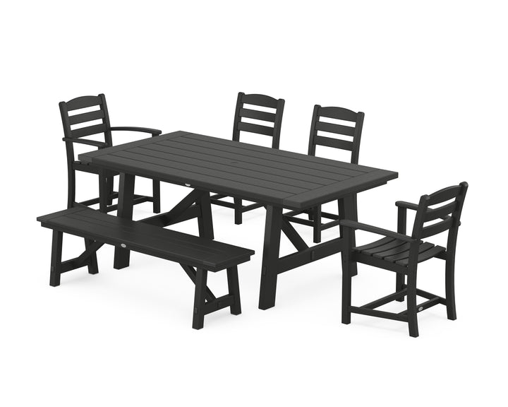POLYWOOD® La Casa Café 6-Piece Rustic Farmhouse Dining Set with Bench
