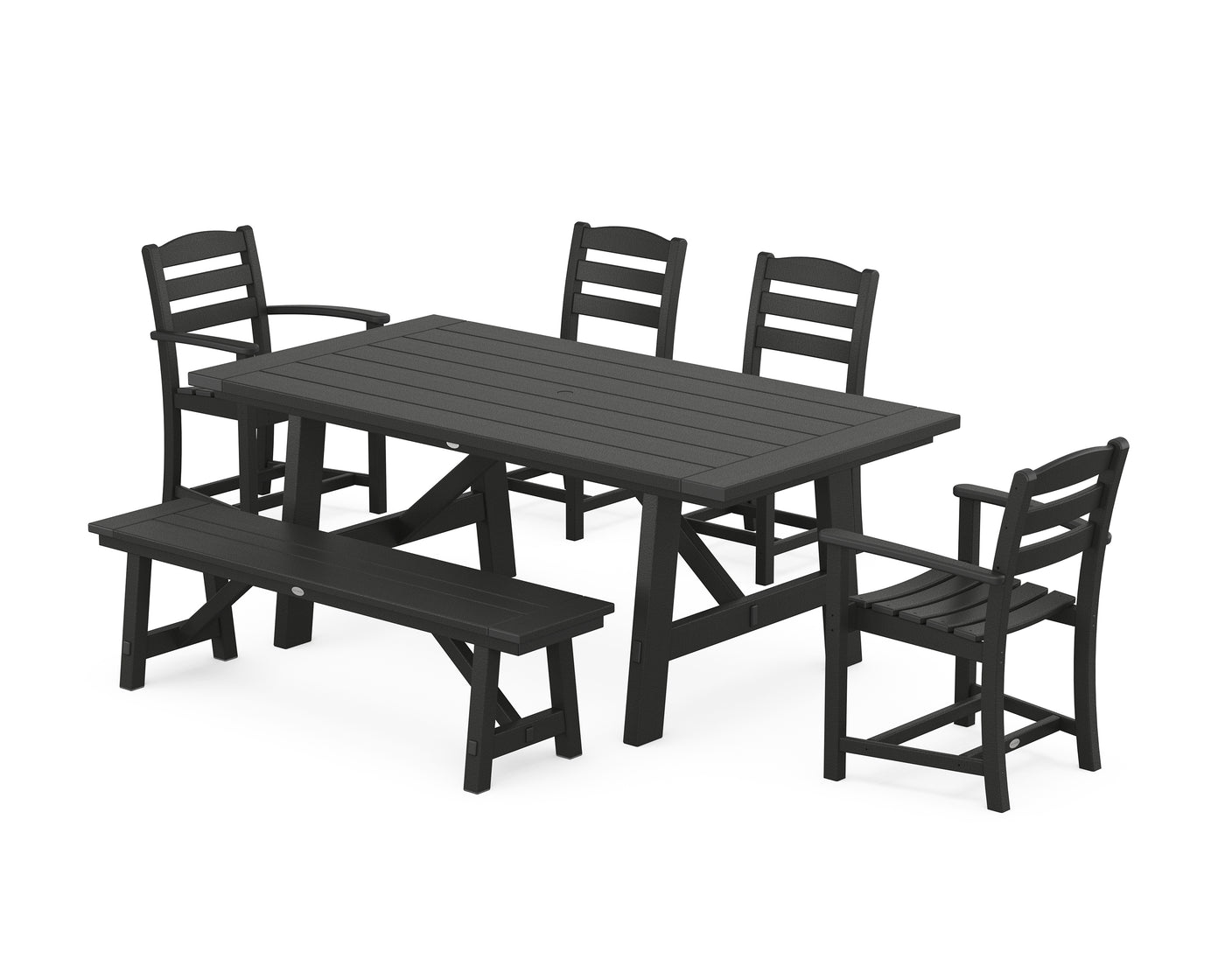 La Casa CafŽ 6-Piece Rustic Farmhouse Dining Set with Bench