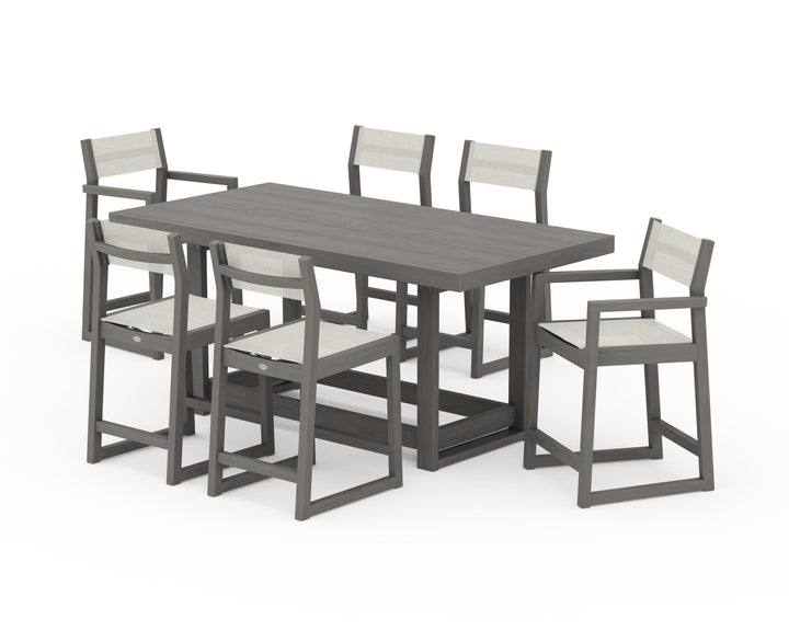 POLYWOOD® EDGE Sling 7-Piece Counter Table Set