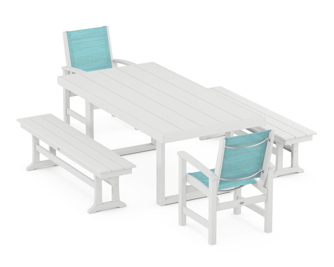 POLYWOOD® Coastal 5-Piece Dining Set with Trestle Legs