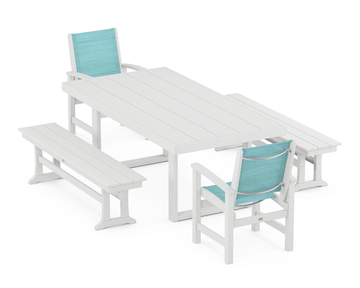 POLYWOOD® Coastal 5-Piece Dining Set with Trestle Legs