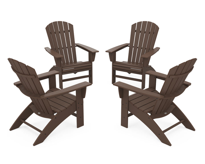 POLYWOOD® 4-Piece Nautical Curveback Adirondack Chair Conversation Set