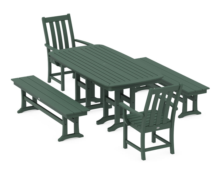 POLYWOOD® Vineyard 5-Piece Dining Set with Benches