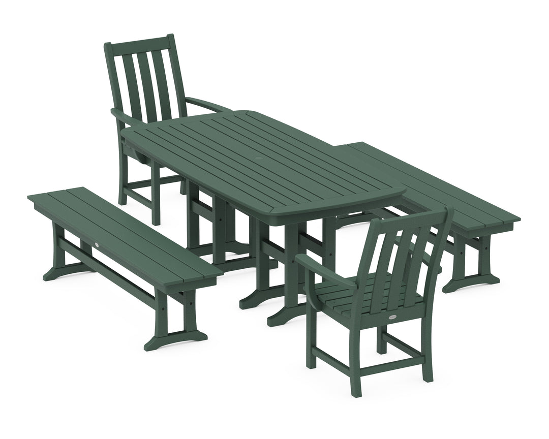 POLYWOOD® Vineyard 5-Piece Dining Set with Benches