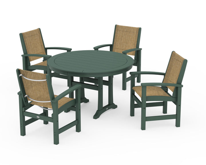 POLYWOOD® Coastal 5-Piece Round Dining Set with Trestle Legs