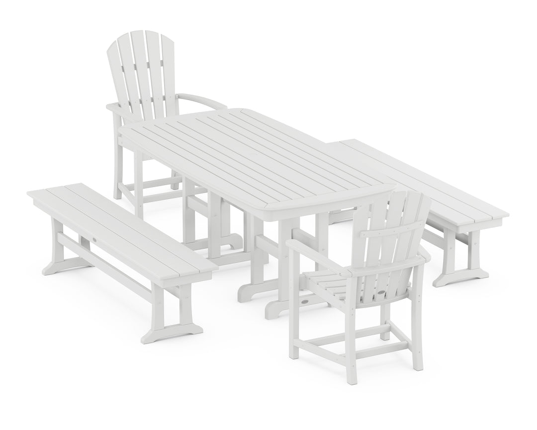 POLYWOOD® Palm Coast 5-Piece Dining Set with Benches