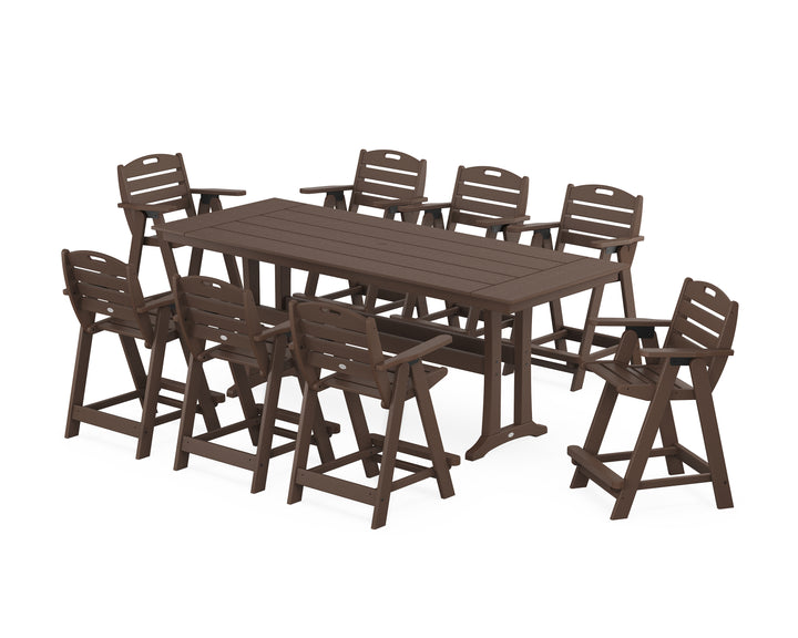 POLYWOOD® Nautical 9-Piece Farmhouse Counter Set with Trestle Legs